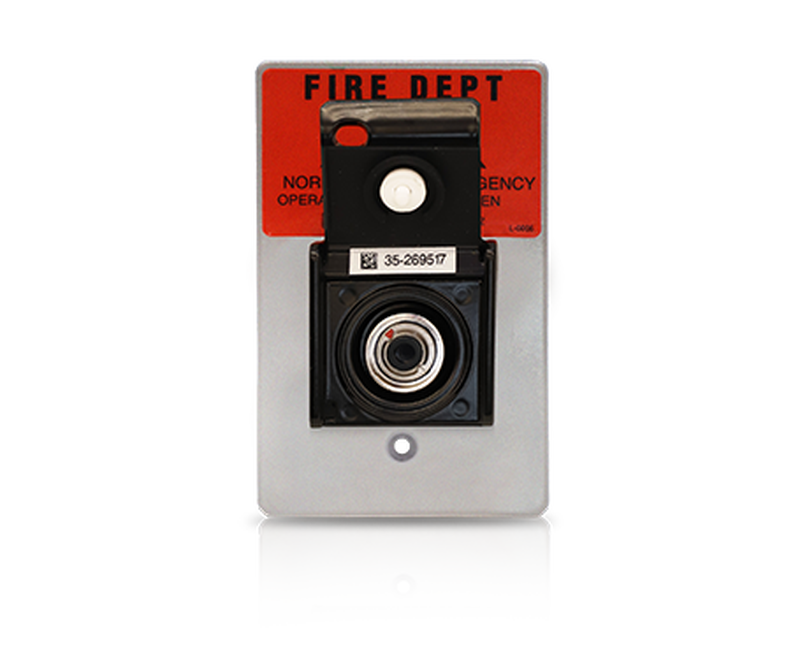 舞台レーザー機器用、緊急停止スイッチボックス鍵付き(E-Stop Box)試作品 Emergency Key Box - Knox Rapid Access System